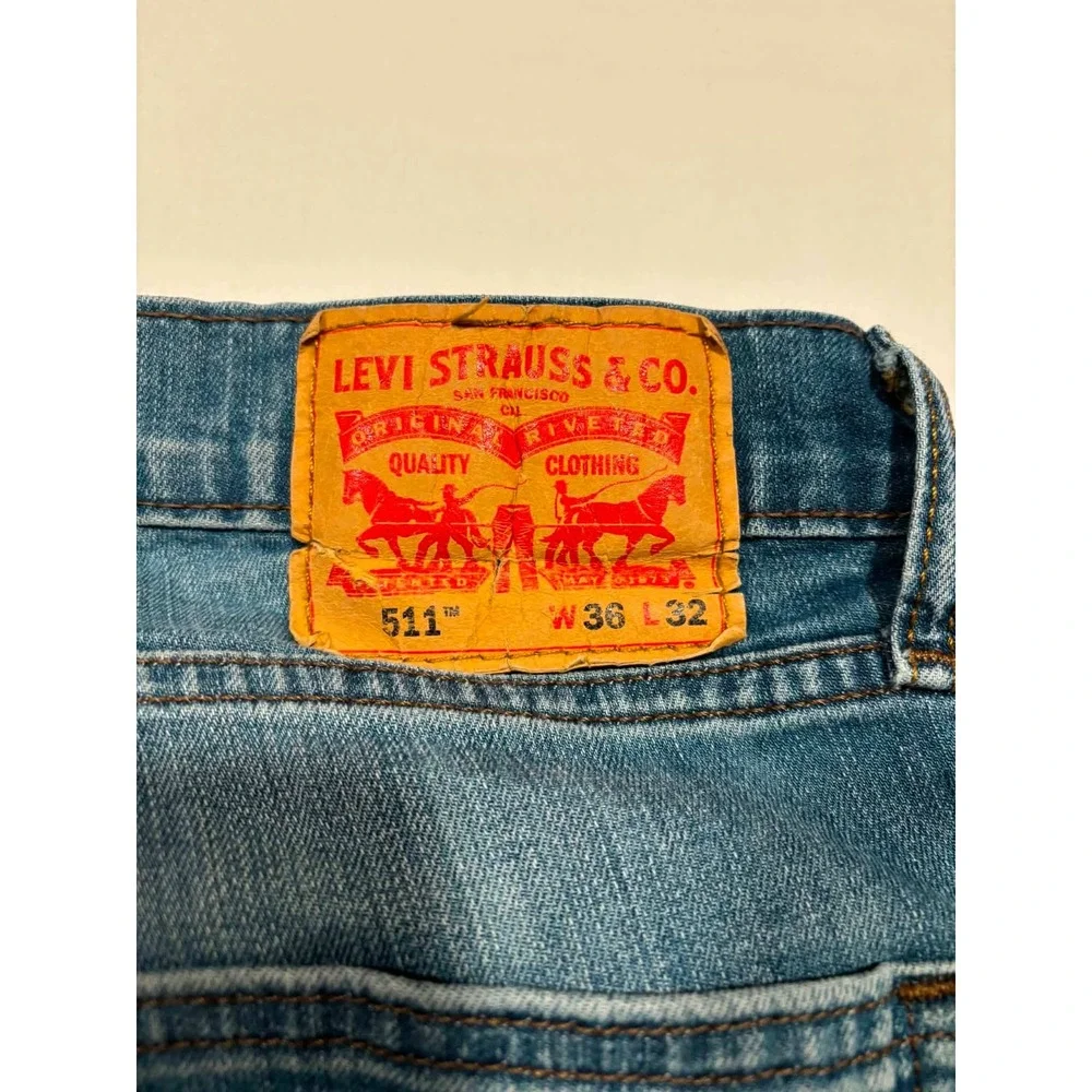 Levis 511 Slim Fit Jeans Mens 36x32‎ Medium Wash Blue Denim 5 Pocket Zip Fly